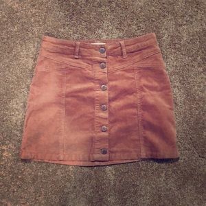 Button-Up Corduroy Skirt